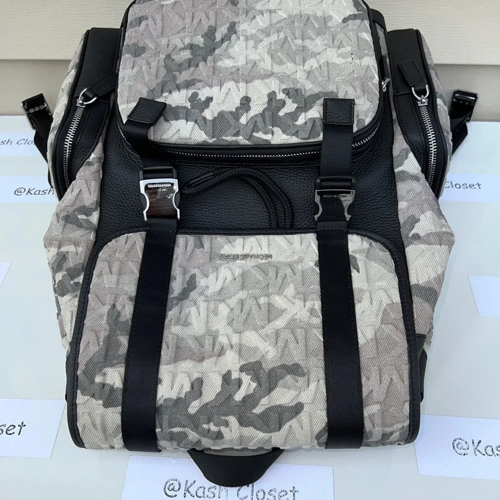 Michael Kors Backpack Cooper Logo Denim Backpack Utility Rucksack Black - Picture 7 of 12